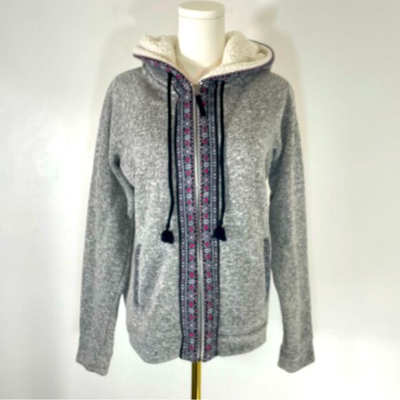 American Eagle Outfitters Black & Gray w Pink Detail Hooded Sweatshirt Size M - Picture 1 of 6